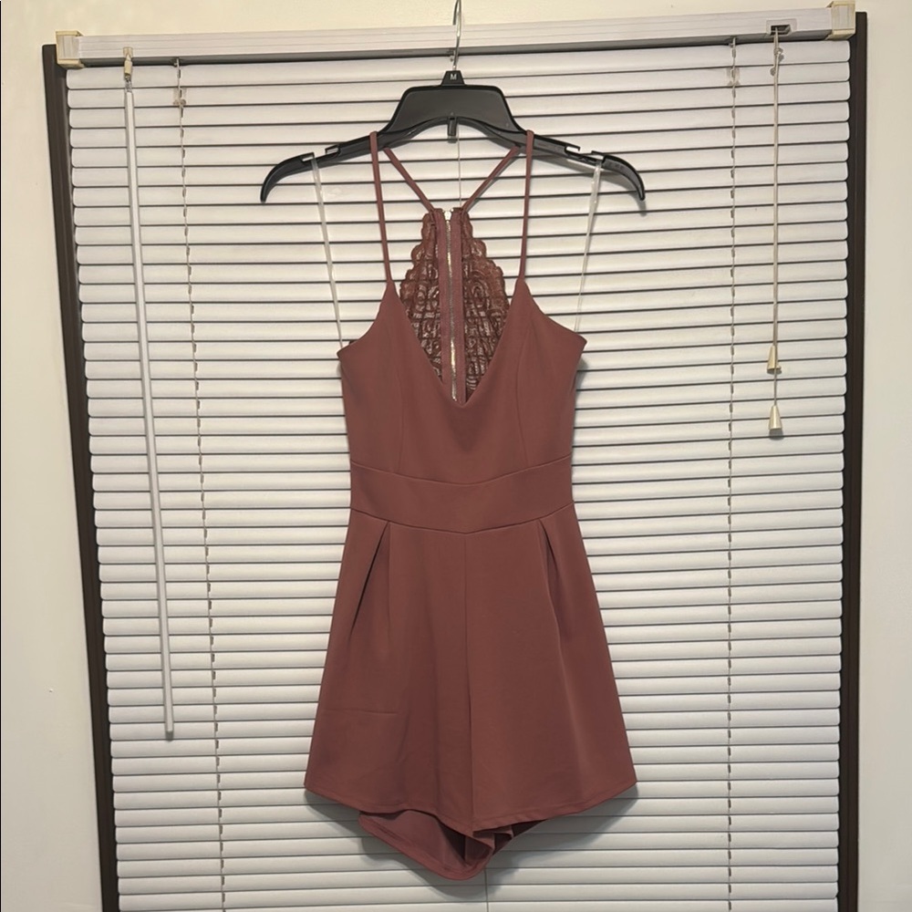 Windsor Mauve Lace Halter Jumpsuit